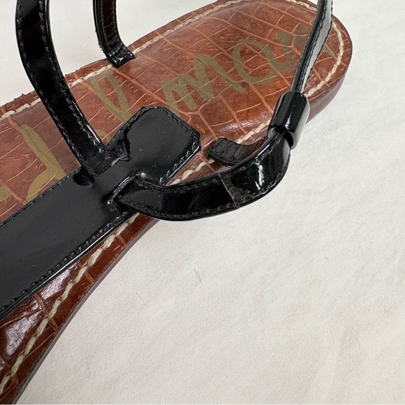 SAM EDELMAN T-Strap Thong Patent Faux Leather Flat Sandals 10 - Picture 13 of 16